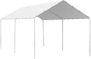 10x20 Carports Heavy Duty Car Port Waterproof Car Tent Metal Carport Party Tent with 6 Steel Legs,White