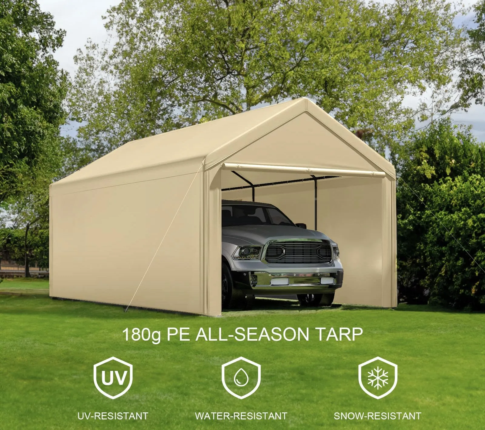 10x20 ft Heavy Duty Carport with Removable Sidewalls,All Weather Carport Garage Party Tent Large Outdoor Canopy Storage Shed for