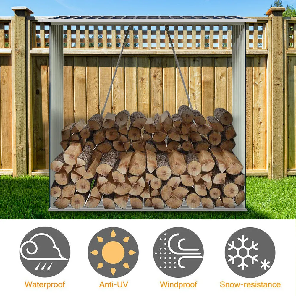 164cm L Firewood Storage Shed Metal Log Holder Fire Wood Rack Garden Patio Shelter