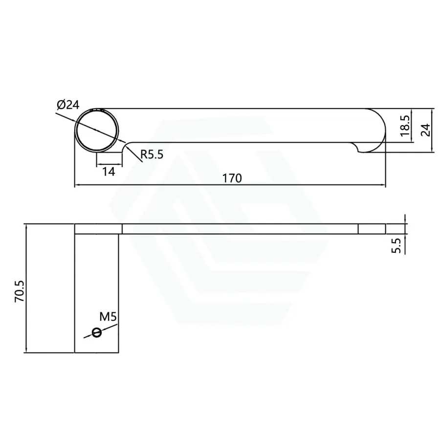 170mm Black Toilet Paper Holder Stainless Steel 304 Wall Mounted