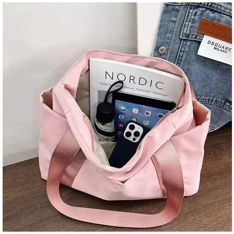 2023 New Women's Bag Solid Color Tote Bag Commuting Shoulder Bag Leisure Simple Mommy Go Out Bag Large Capacity Nylon Handbag