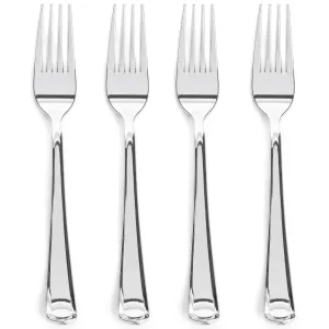 300 Silver Plastic Forks Heavy-Duty, Heavyweight Plastic Silverware Forks, Fancy