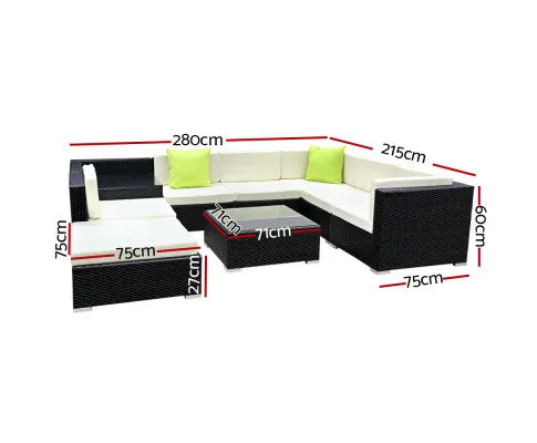 9PC Sofa Set with Storage Cover Outdoor Furniture Wicker