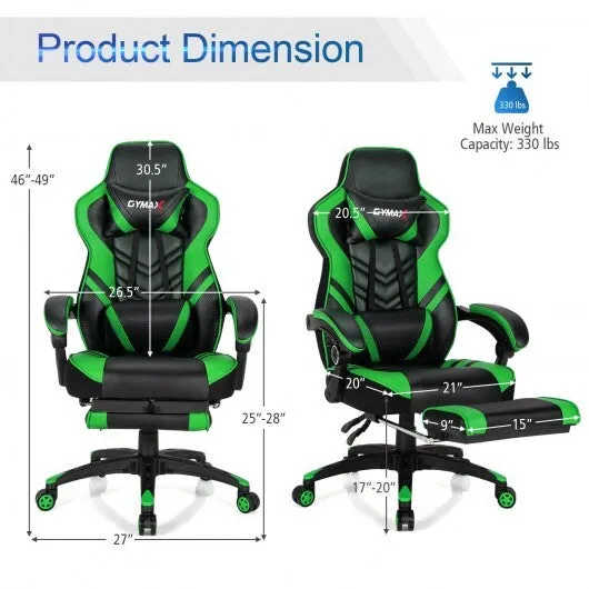 Adjustable Gaming Chair with Footrest for Home Office-Green - Color: Green