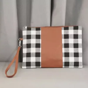 #AMMAJO Tartan Plaid Clutch Black and White