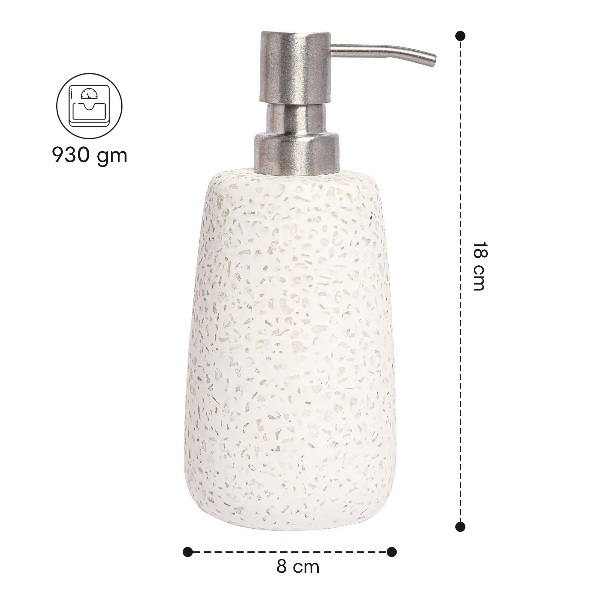 Anko Terrazzo Soap Dispenser - Set of 2| Elegant Bathroom Accessory | 130 ml Capacity | 18cm (H) x 8cm (Dia.)