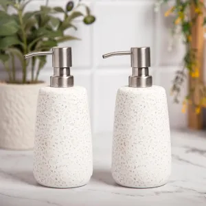 Anko Terrazzo Soap Dispenser - Set of 2| Elegant Bathroom Accessory | 130 ml Capacity | 18cm (H) x 8cm (Dia.)