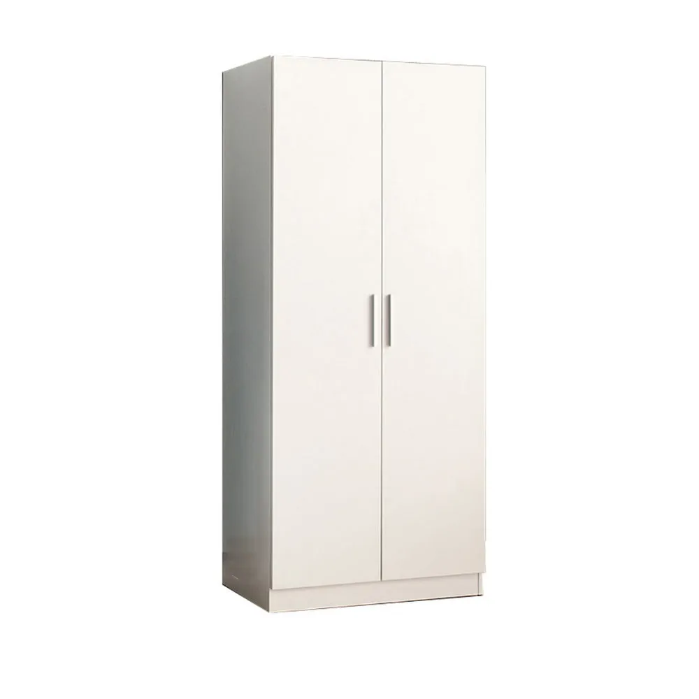 Avy Standing Closet with 2 Hanging Bar and 5 Shelves, Double Door, White By Casagear Home