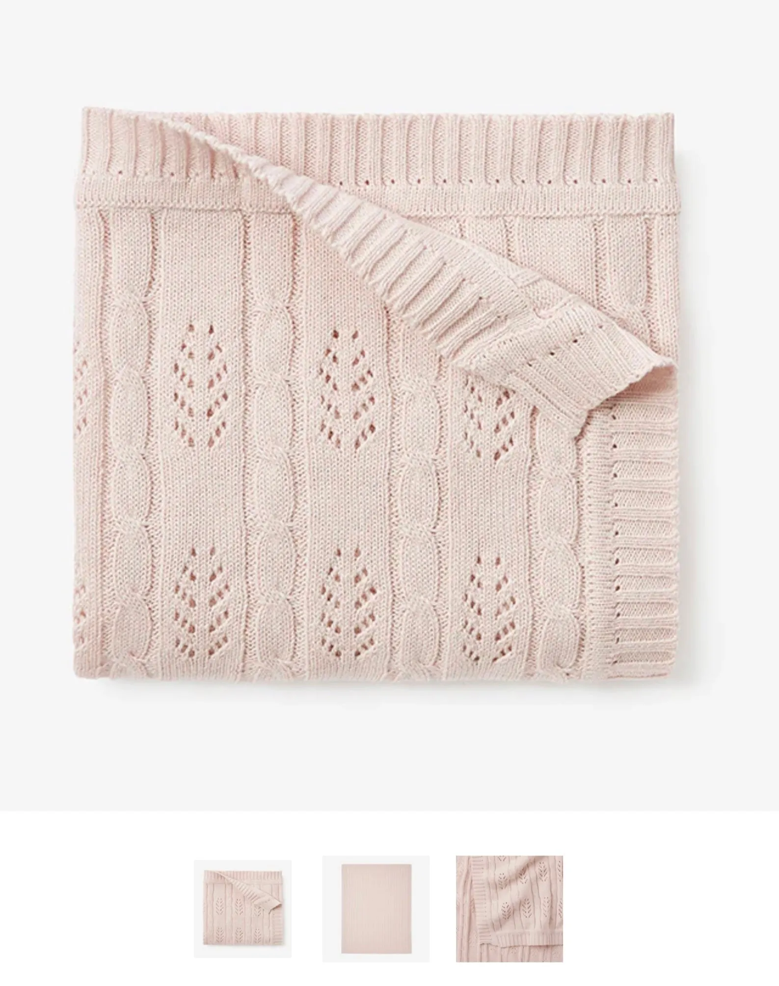 Blush Pink Leaf Knit Baby Blanket by Elegant Baby