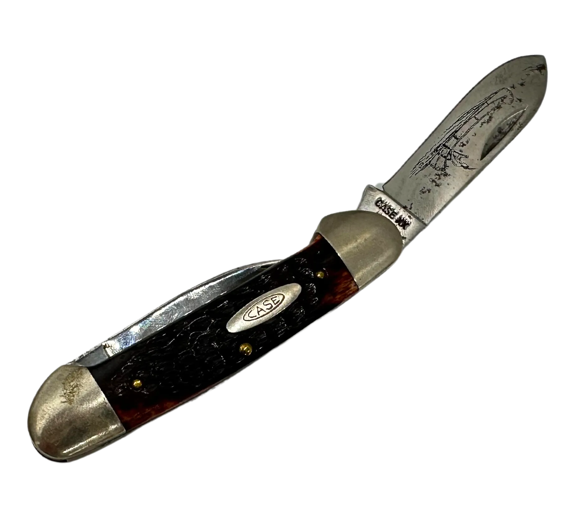 Case XX Red Bone Canoe With Etch Blade 62131 Pocket Knife