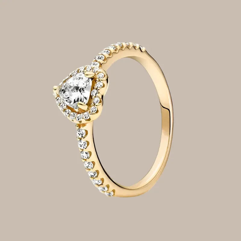 Classic Heart-shaped Gold Silver Ring