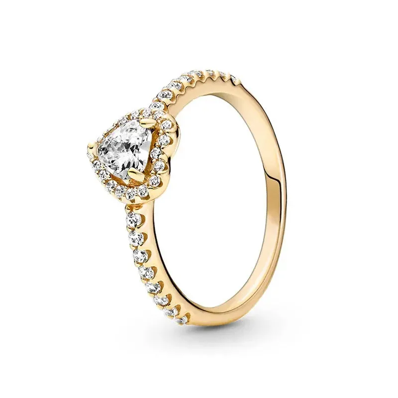 Classic Heart-shaped Gold Silver Ring