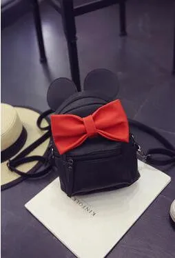 COOL WALKER Fashion female bag quality leather women's bag backpacks mini Cute Animals bow sweet ears Wind School Baby backpack