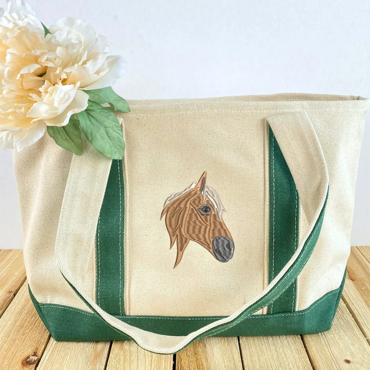 Custom Embroidered Horse Tote Bag with Same Design