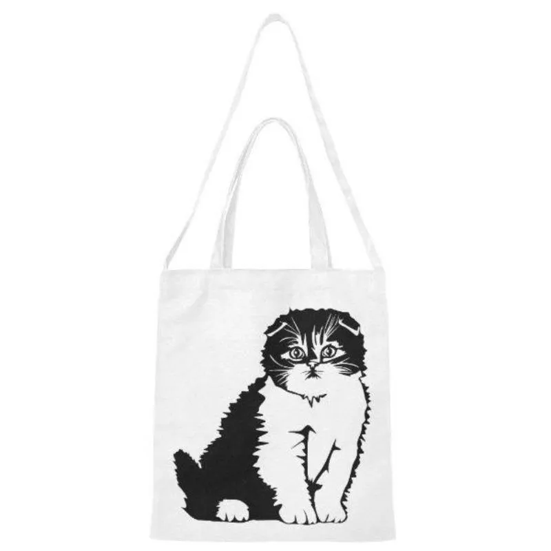 Cute Cat Canvas Tote Bag Gifts For Cat Lover