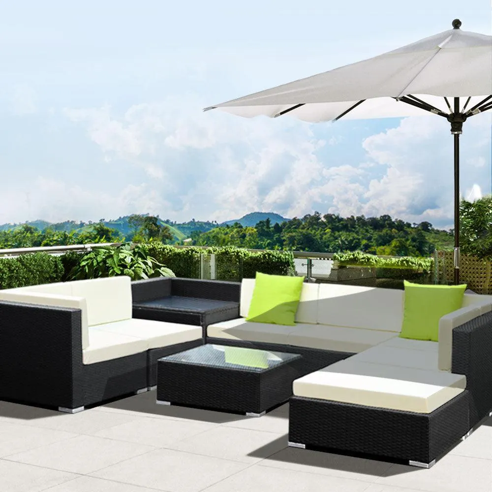 Gardeon 9PC Sofa Set with Storage Cover Outdoor Furniture Wicker