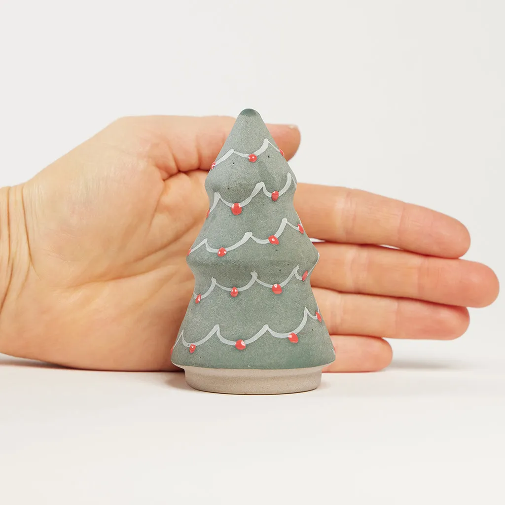 Green & Red Painted Ceramic Christmas Tree