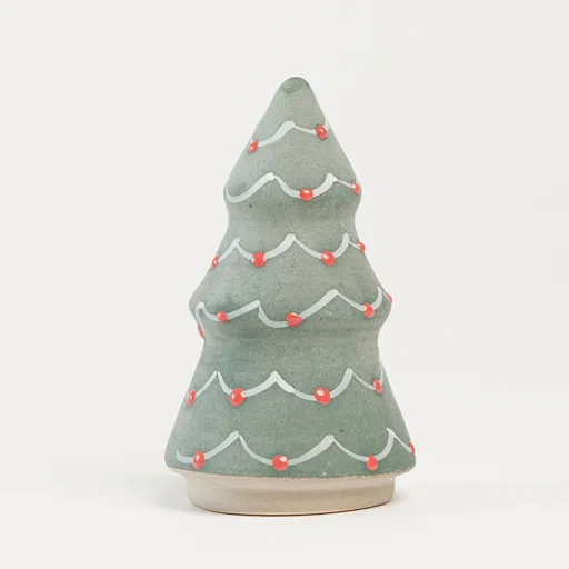 Green & Red Painted Ceramic Christmas Tree