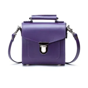 Handmade Leather Sugarcube Handbag - Purple