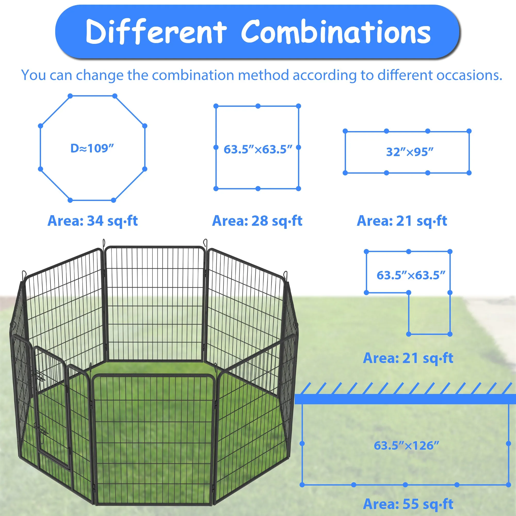 Heavy Duty Large Pet, 40" Playpen 8 Panels Metal Indoor Outdoor