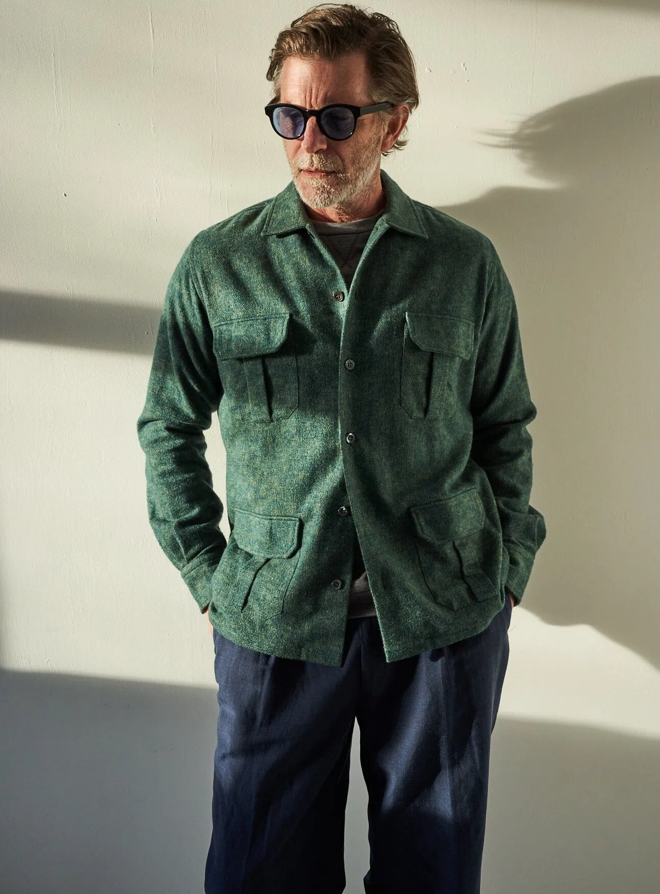 Heavy Recycled Soft Flannel Green Men's Overshirt