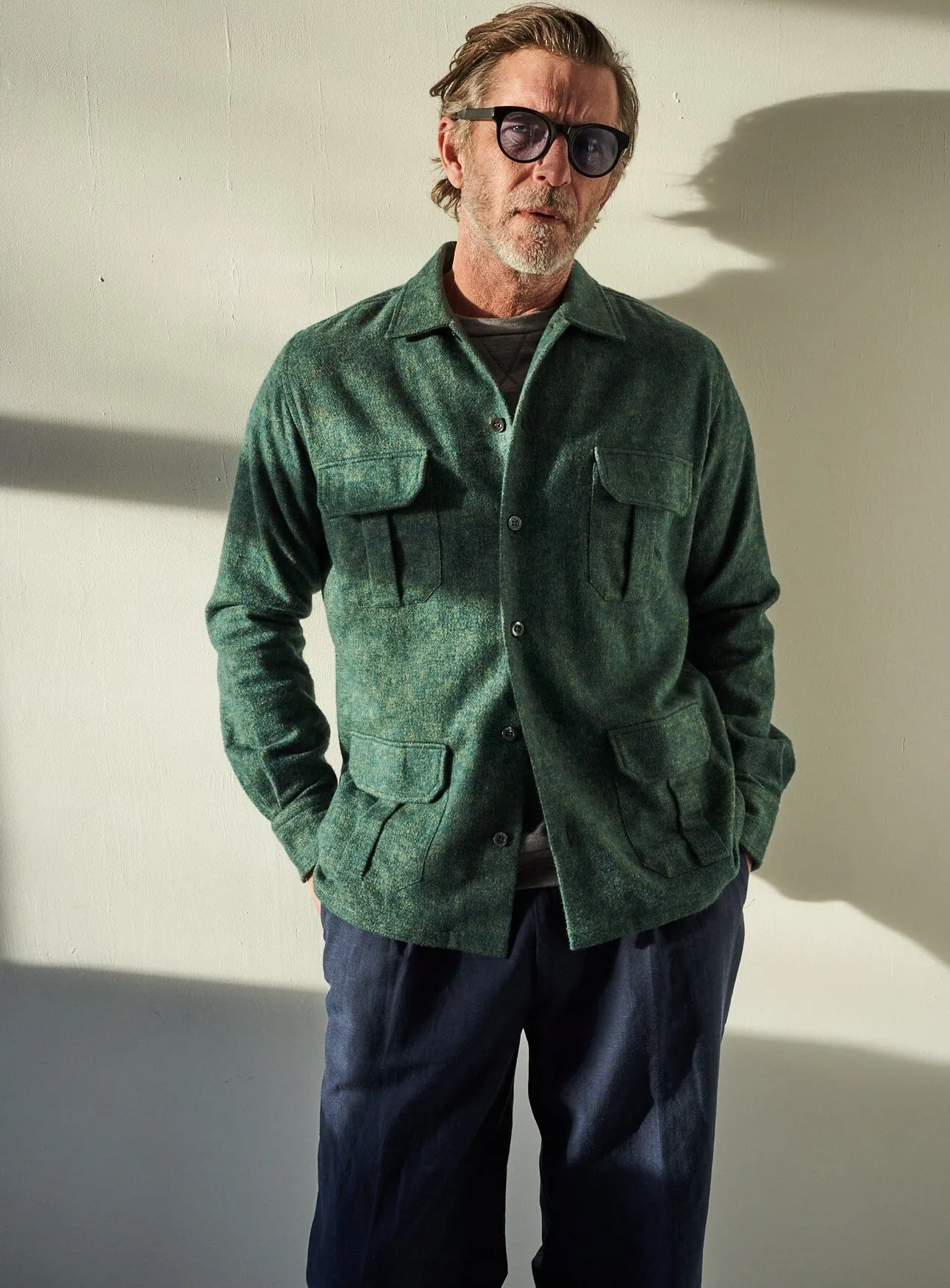 Heavy Recycled Soft Flannel Green Men's Overshirt