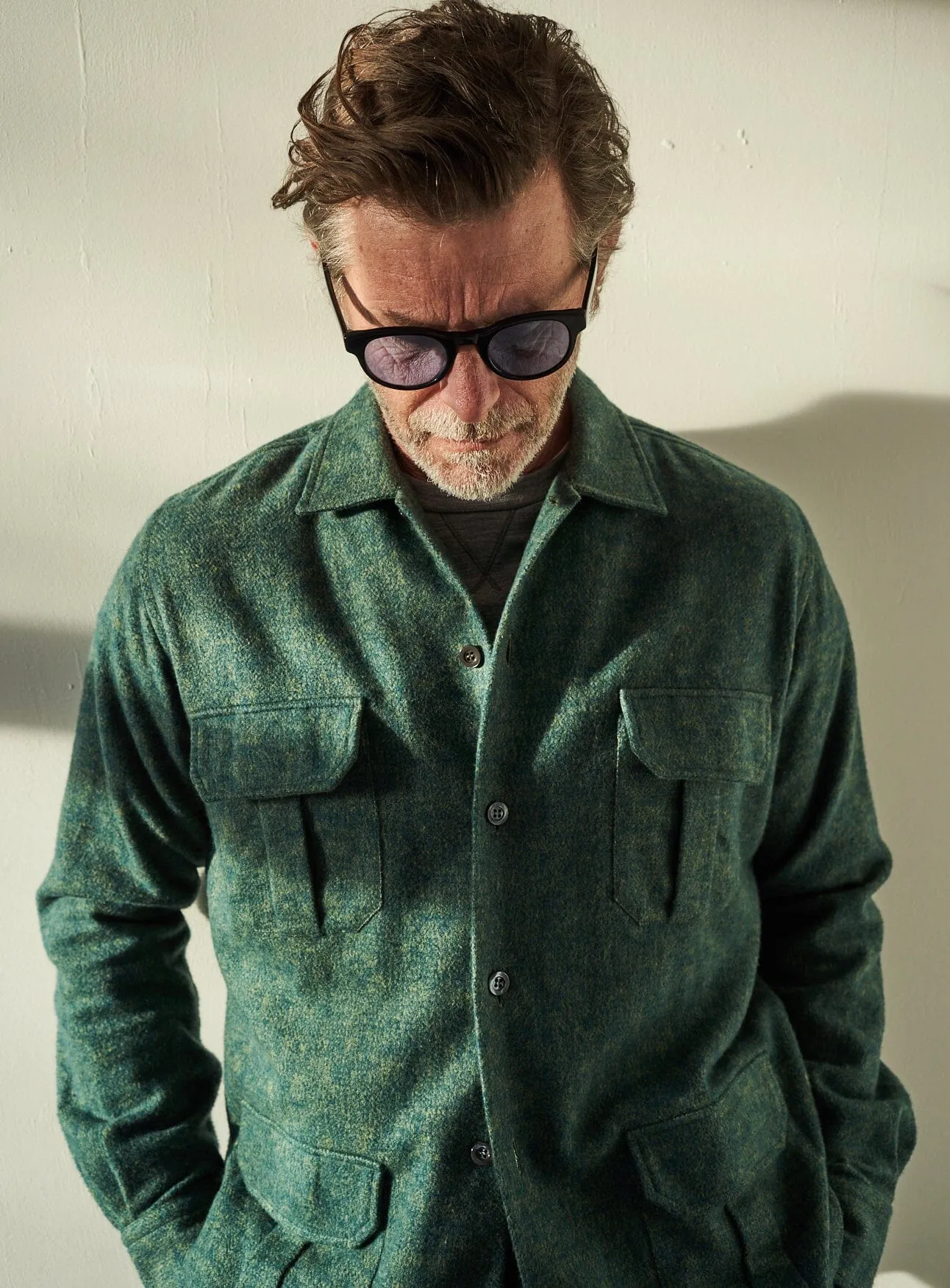 Heavy Recycled Soft Flannel Green Men's Overshirt