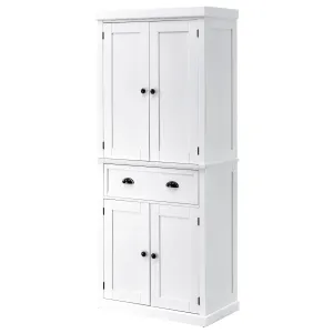 HOMCOM Colonial Freestanding Kitchen Cupboard - Adjustable Shelves, Anti-Tipping Design, White