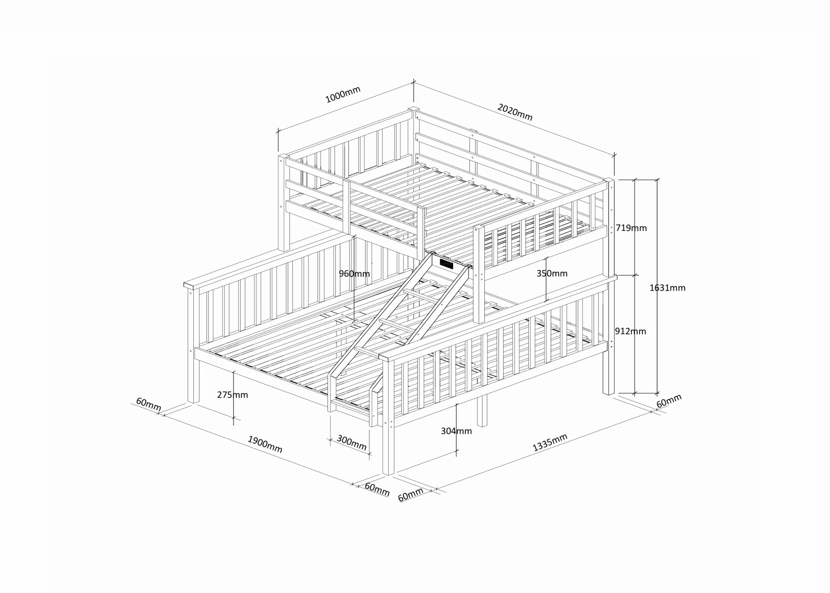 Kelling Triple Bunk Bed with Mattresses Bundle