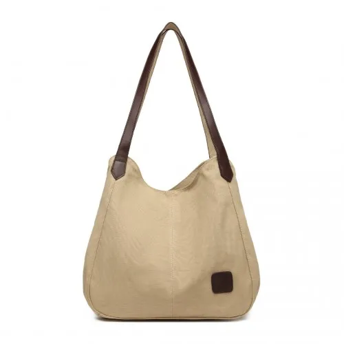 Kono Canvas Shoulder Tote Bag - Khaki | Trendy & Practical