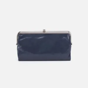 Lauren Clutch-Wallet In Polished Leather - Blue Stone