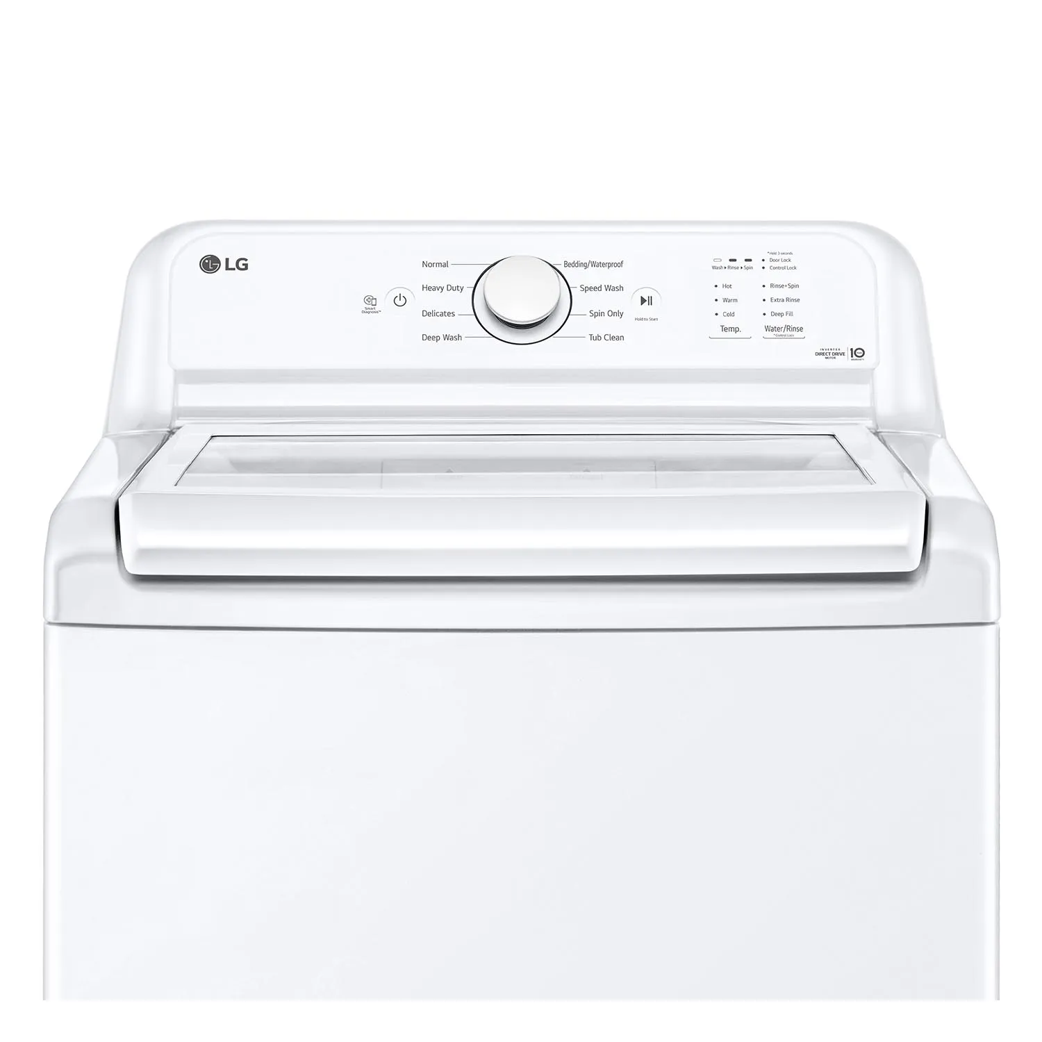 LG White Top Load Washer with Agitator and SlamProof® Glass Lid (4.8 Cu. Ft) - WT6105CW