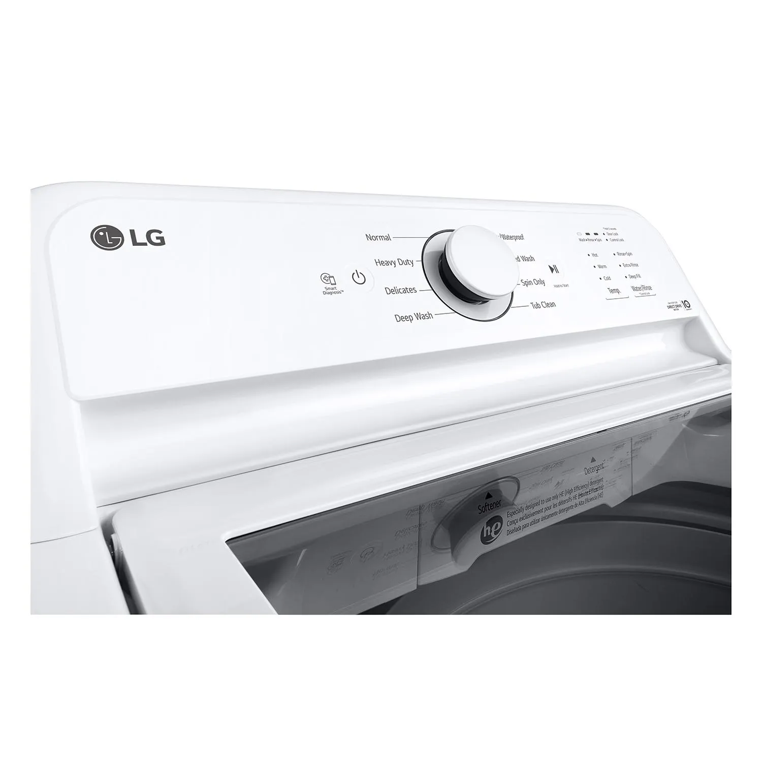 LG White Top Load Washer with Agitator and SlamProof® Glass Lid (4.8 Cu. Ft) - WT6105CW