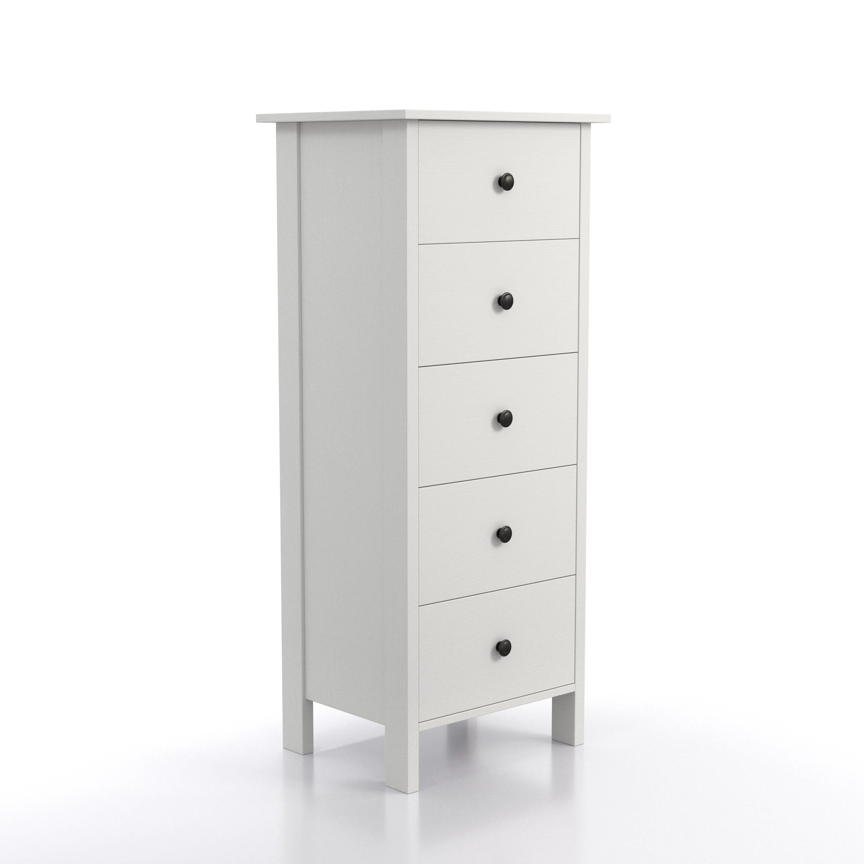 Mahoney Transitional White 5-Drawer Tall Dresser