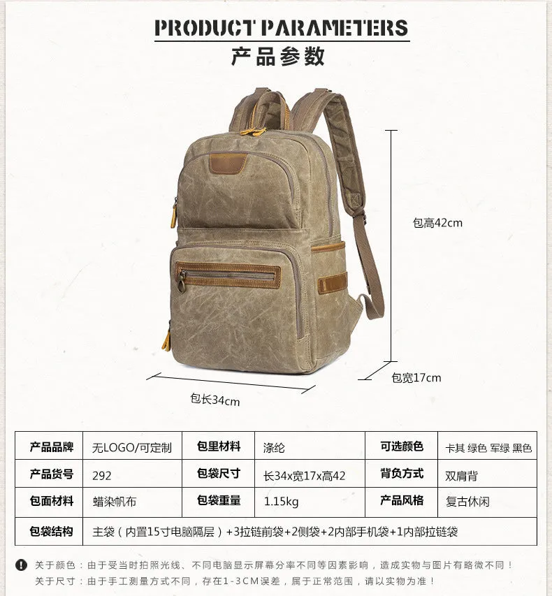 Men's Shoulder Retro Canvas Casual Travel Backpack