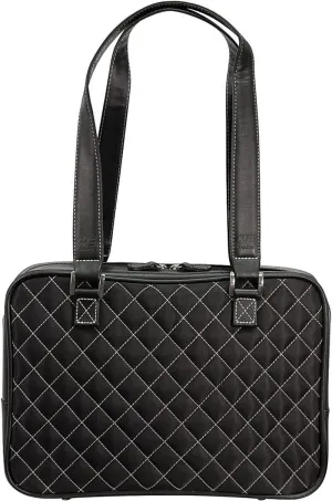 Monaco Handbag Black Quilted W/White Trim