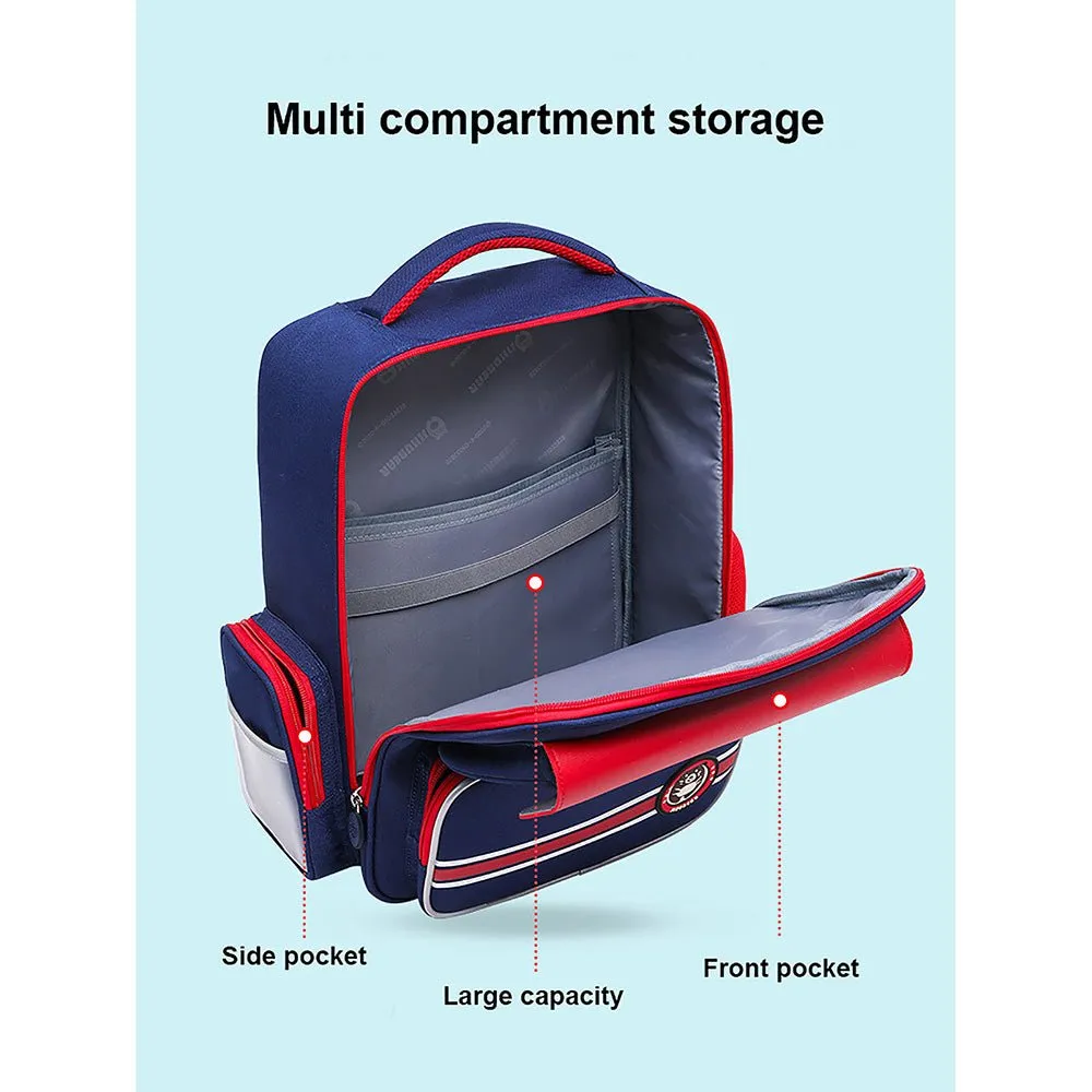 Navy with Red Flap Ergonomic Anti gravity Shock absorption School Backpack for Kids