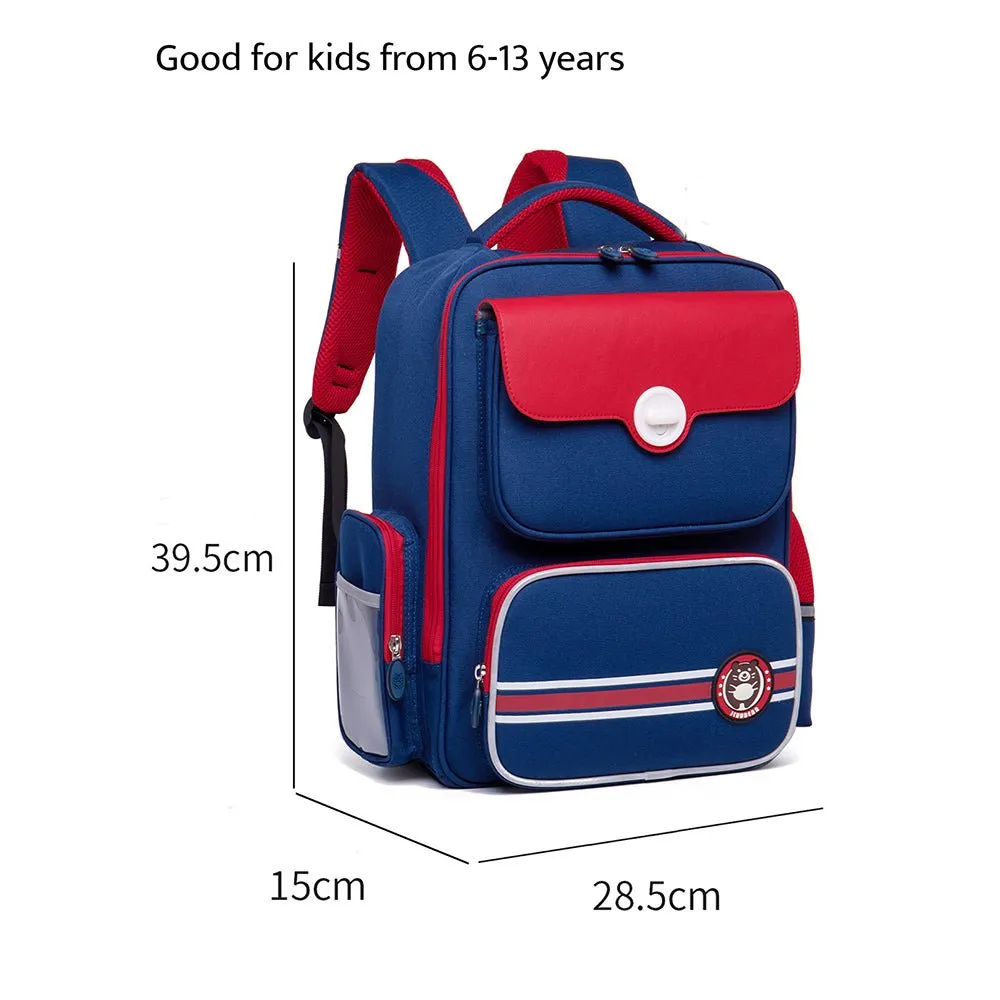 Navy with Red Flap Ergonomic Anti gravity Shock absorption School Backpack for Kids