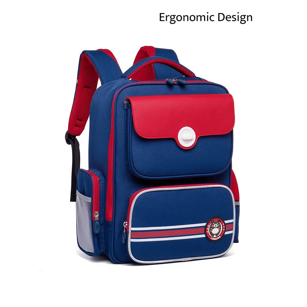 Navy with Red Flap Ergonomic Anti gravity Shock absorption School Backpack for Kids