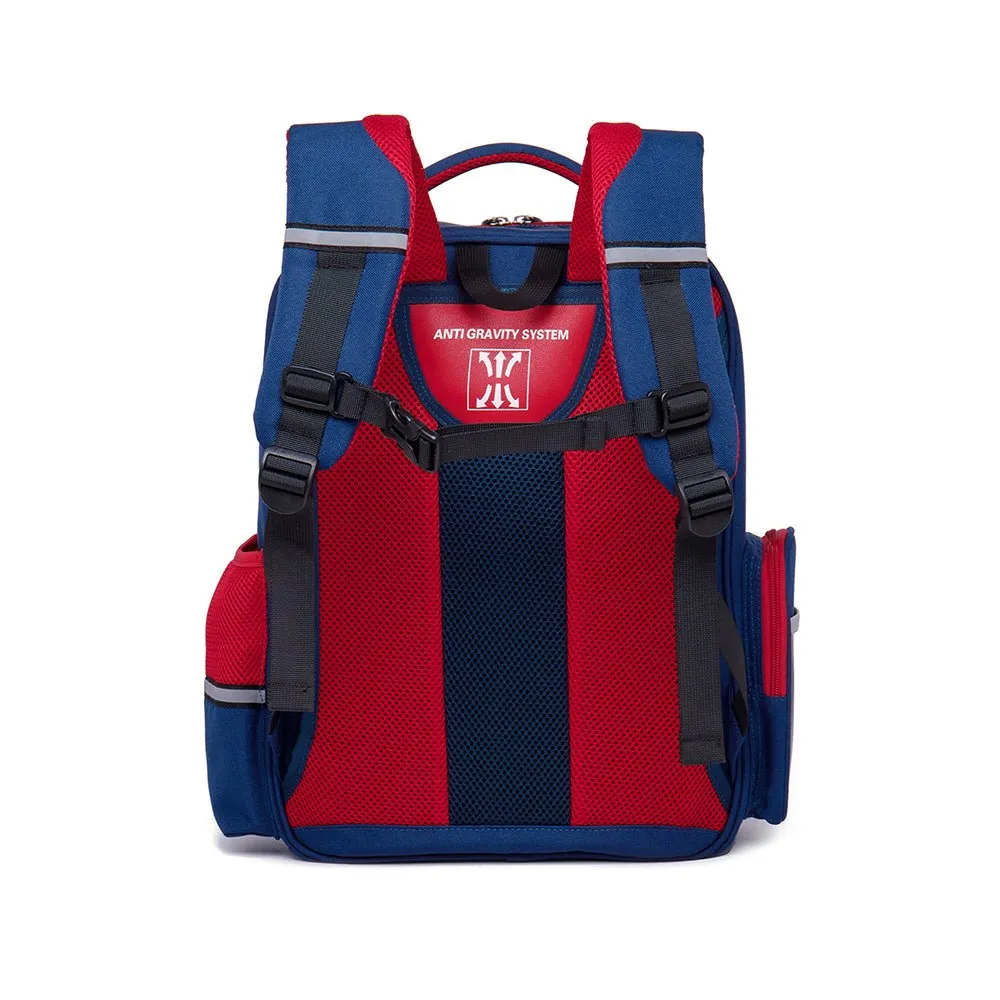 Navy with Red Flap Ergonomic Anti gravity Shock absorption School Backpack for Kids