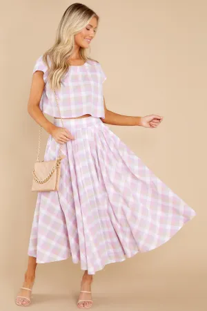 New Blossoms Lavender Plaid Two Piece Set