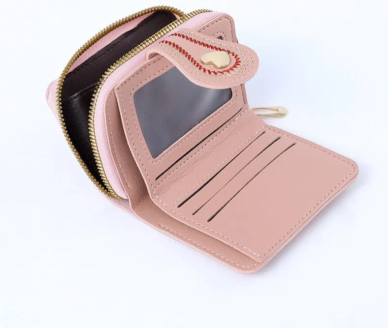 New Trendy Ladies Fashion Wallet Women Cute Small Short Coin Organ Card Bag Embroidered Ladies Leather Wallets