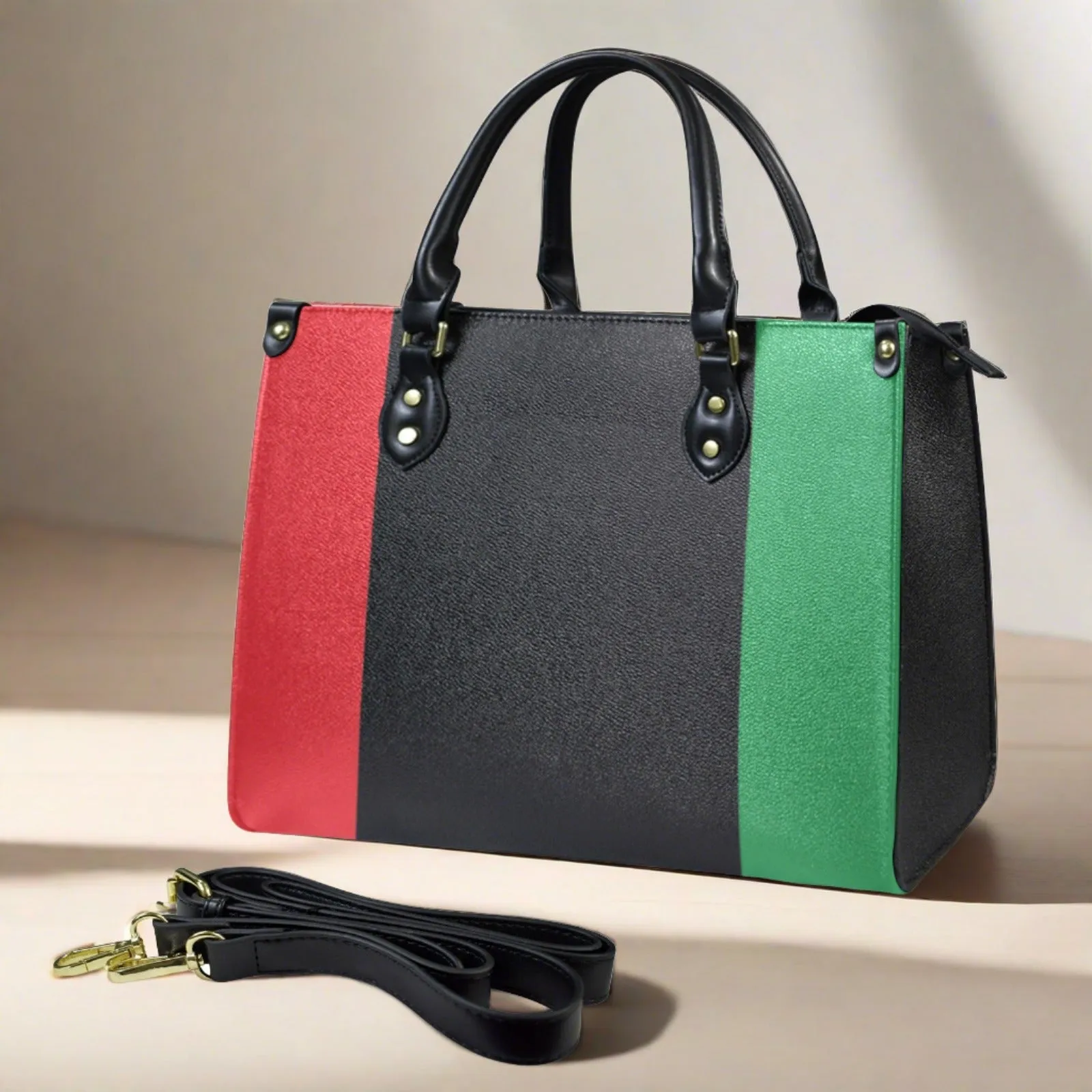 Pan African RBG Flag Durable PU Leather Women's Handbag