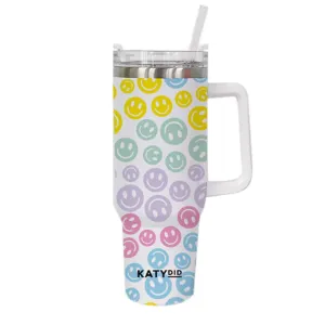 Pastel Happy Face Tumbler Cup with Handle