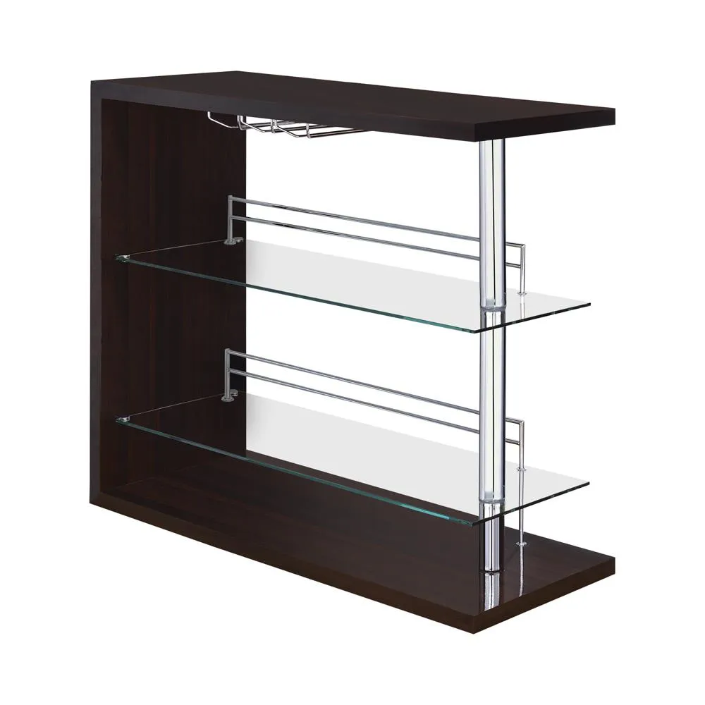 Prescott Rectangular 2-shelf Bar Unit Glossy Cappuccino