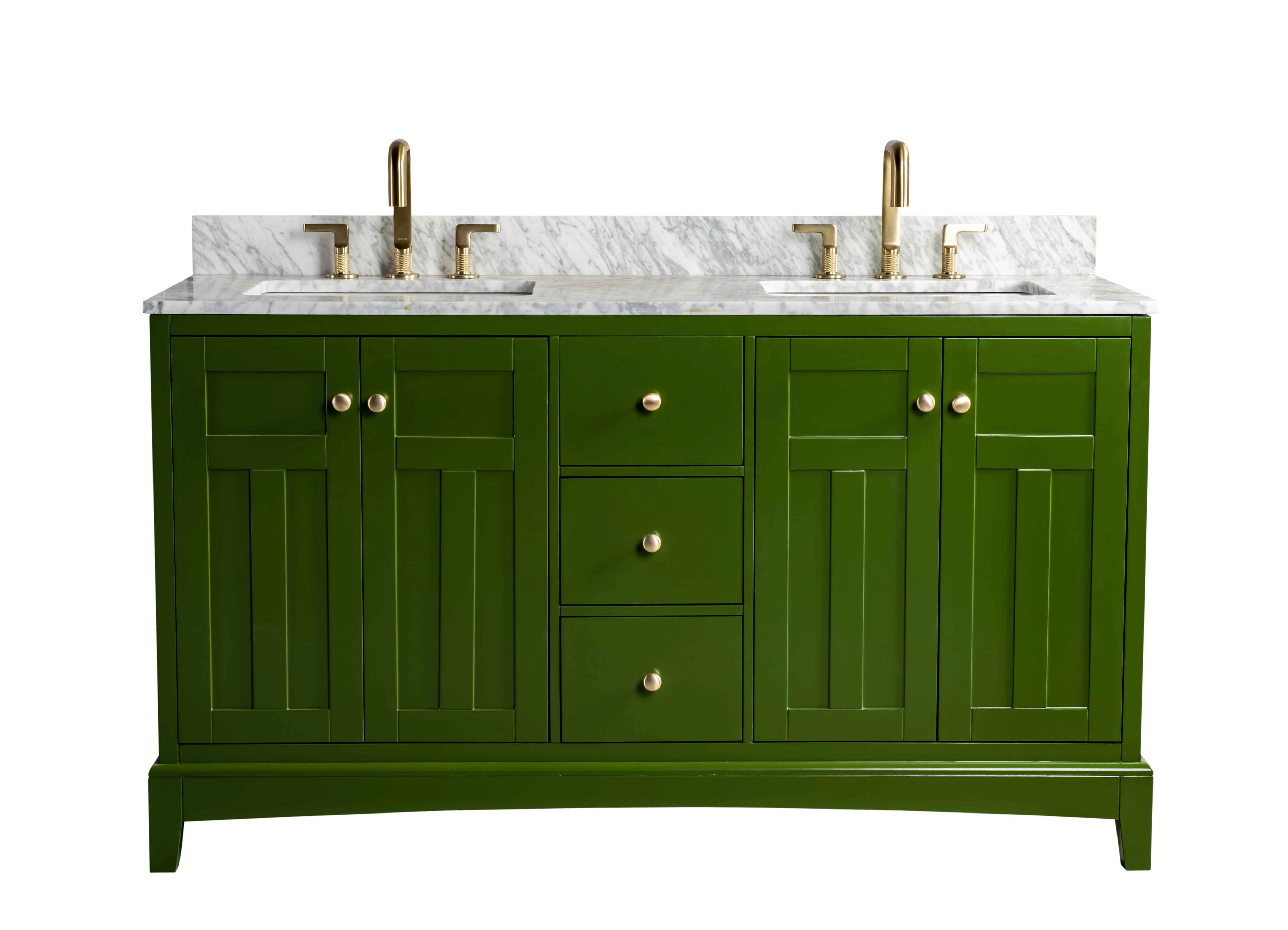 Rubeza 1500mm Pergamum Vanity Unit with Carrara Marble Top - Grass Green & Gold