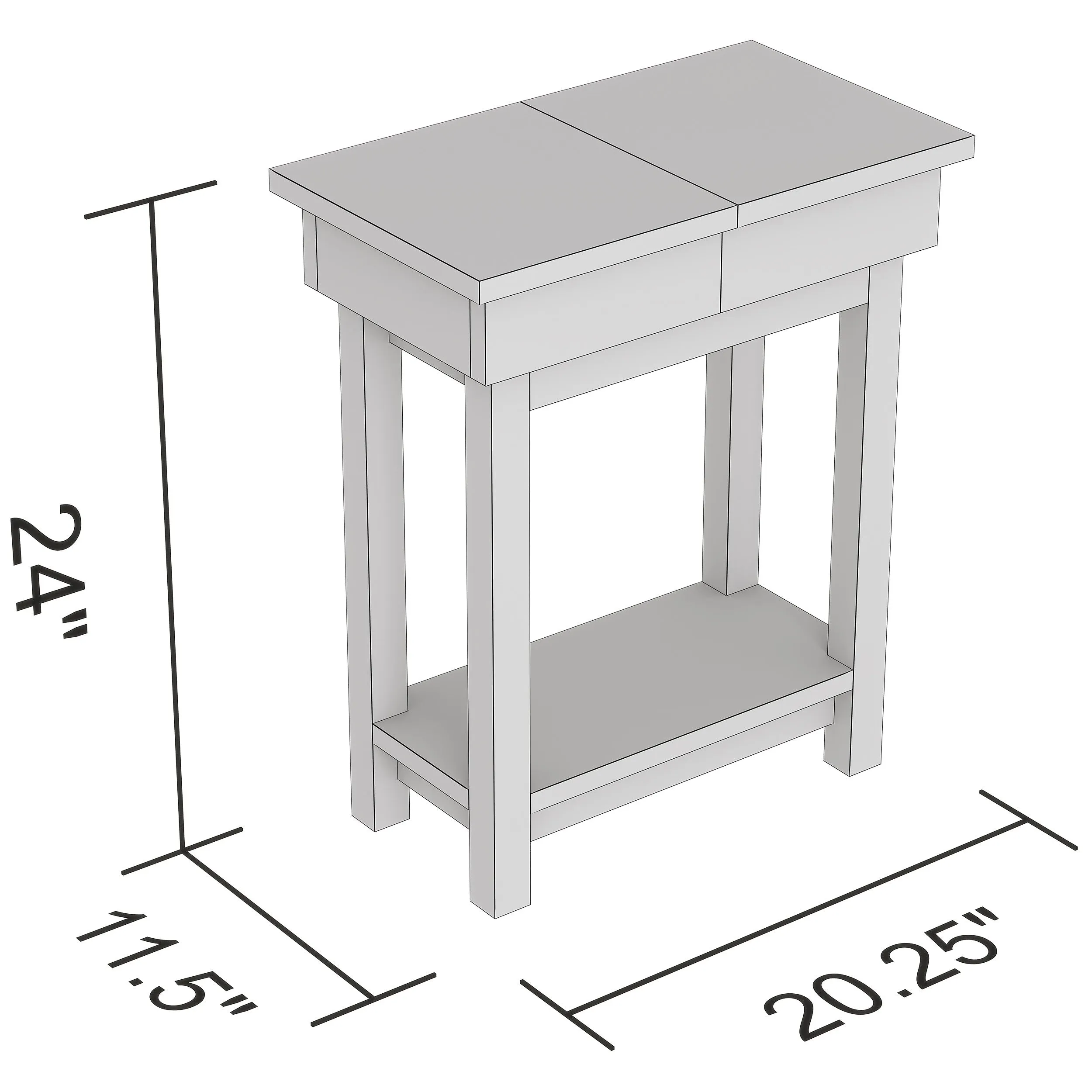 Safdie & Co. Accent Table 20L Dark Taupe Open Top Drawer