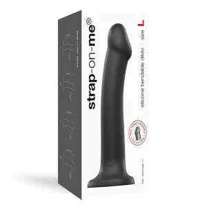 Strap-On-Me Bendable Dual-Density Silicone Suction Cup Dildo Black L