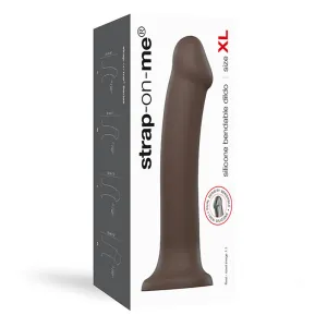 Strap-On-Me Bendable Dual-Density Silicone Suction Cup Dildo Chocolate XL