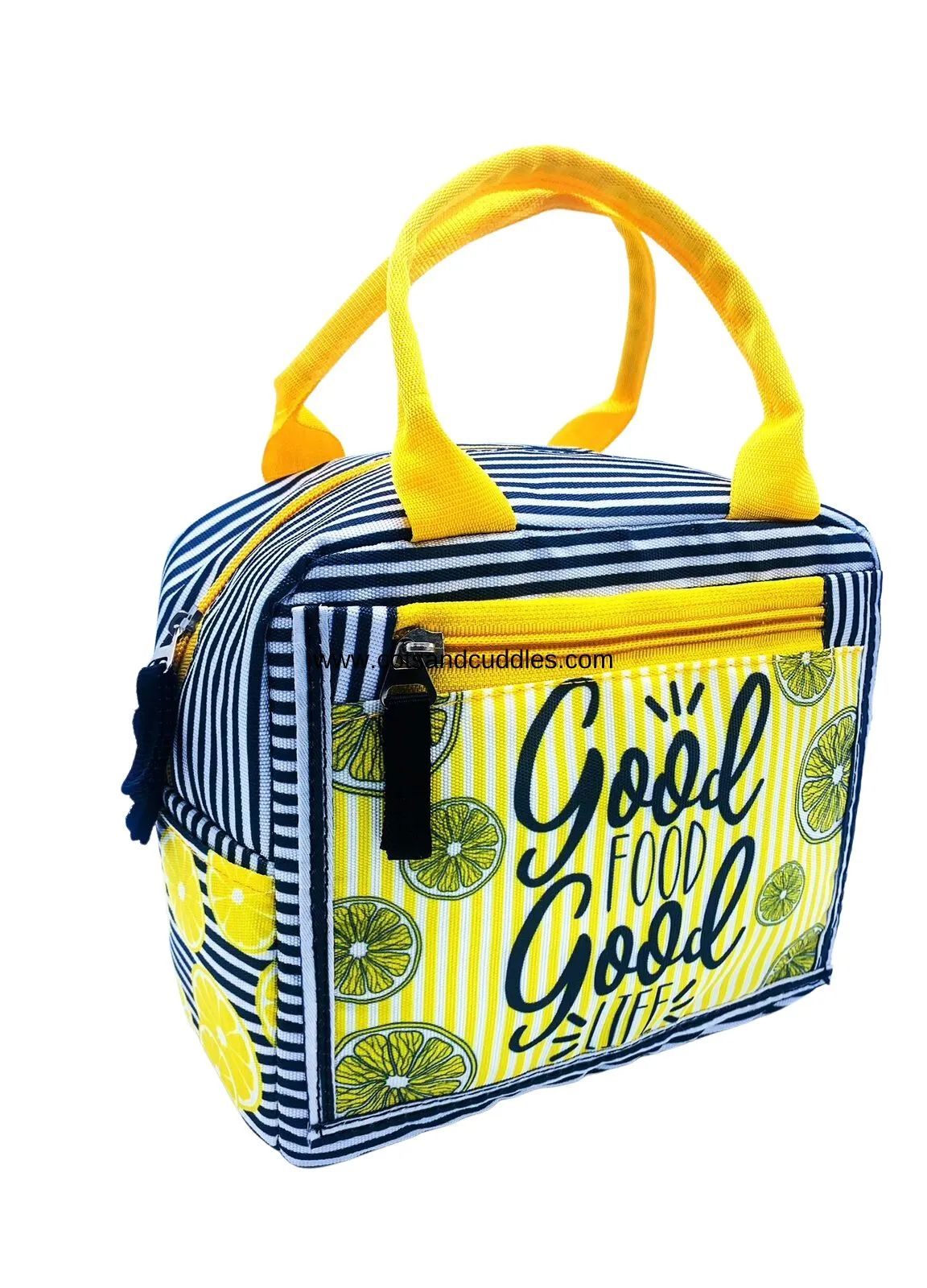 Stylish and Functional: Padded Printed Lunch Bag with Front Pocket and Side Pockets